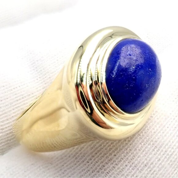 Authentic! Tiffany & Co Paloma Picasso 18k Yellow Gold Large Lapis Oval Ring - Picture 13 of 14